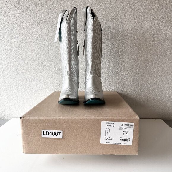 NEW Lane SMOKESHOW Womens Cowboy Boots 6 Silver Western Cowgirl Mid Calf Tall - Picture 10 of 11